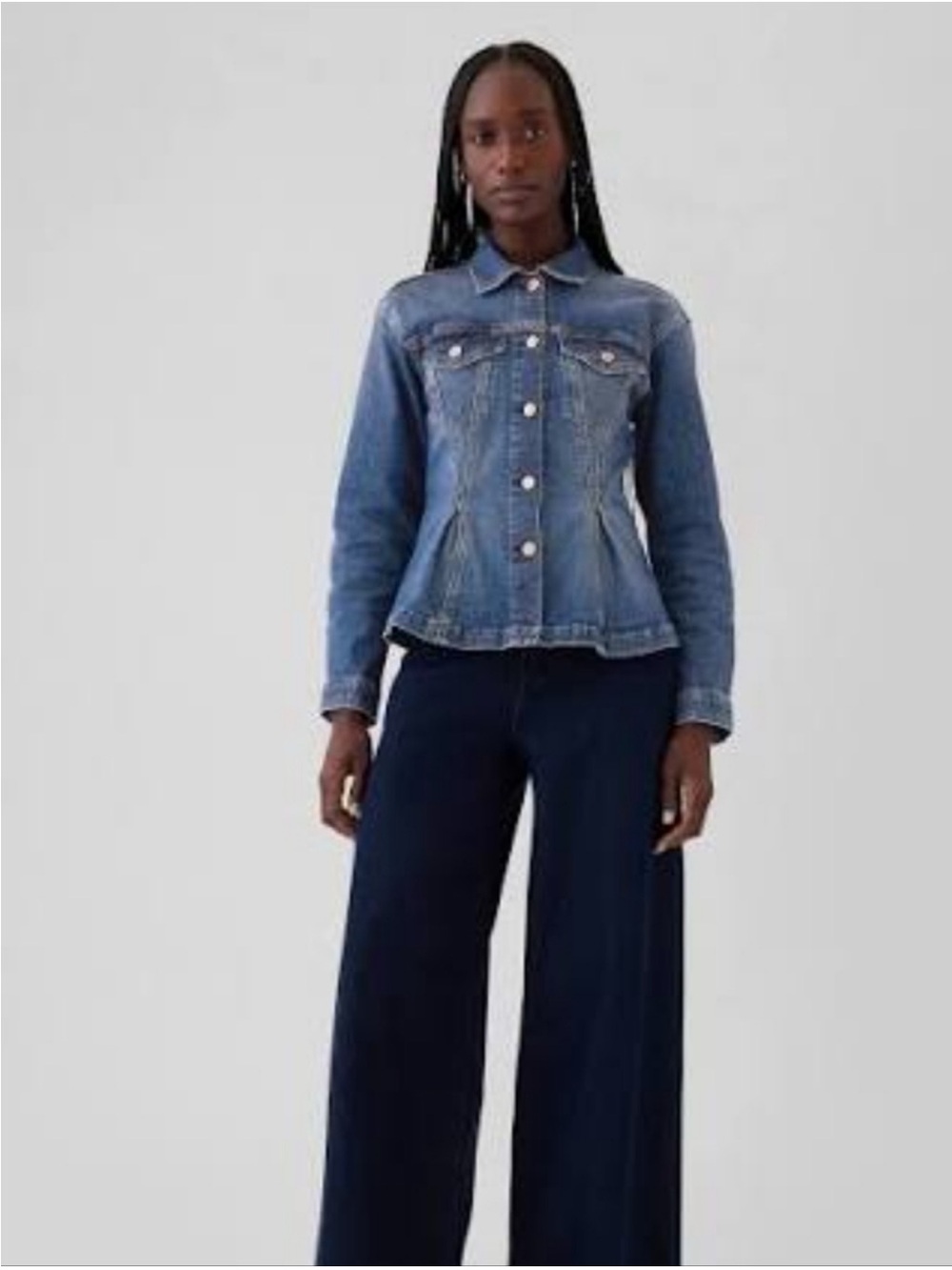GAP Peplum Jean Jacket - size large - Picture 3 of 10